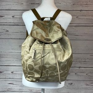 Gold Coach Getaway Signature Nylon Backpack -vintage
